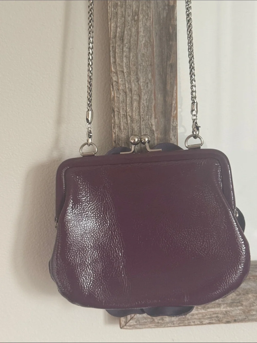Brighton , EUC, Women's Floral Appliqué Crossbody Bag in Deep Burgundy